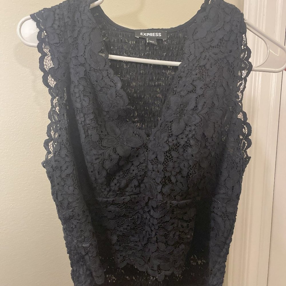 black lace crop top